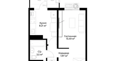 Квартира 1 комната в Ташкент, Узбекистан