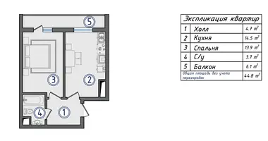 Квартира 2 комнаты в Ташкент, Узбекистан
