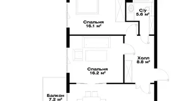 Квартира 2 комнаты в Ташкент, Узбекистан