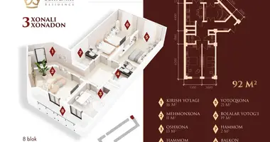 Kvartira 3 xonalar _just_in Toshkent, Oʻzbekiston