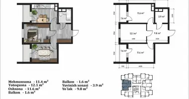Kvartira 2 xonalar _just_in Toshkent, Oʻzbekiston
