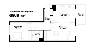 Квартира 2 комнаты в Ташкент, Узбекистан