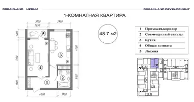Квартира 1 комната в Ташкент, Узбекистан