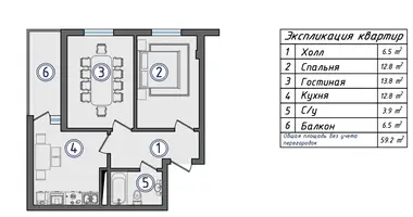 Квартира 2 комнаты в Ташкент, Узбекистан
