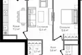 Kvartira 2 xonalar 51 m² Toshkentda