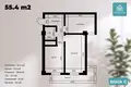 Kvartira 2 xonalar 53 m² Toshkentda