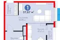 Квартира 1 комната 39 м² Ташкент, Узбекистан