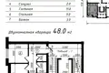 Kvartira 2 xonalar 48 m² Toshkentda