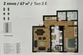 Kvartira 2 xonalar 66 m² Toshkentda