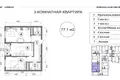 Kvartira 3 xonalar 77 m² Toshkentda
