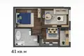 Kvartira 1 xona 41 m² Toshkentda