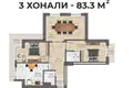 Kvartira 3 xonalar 83 m² Toshkentda