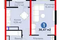 Квартира 1 комната 37 м² Ташкент, Узбекистан
